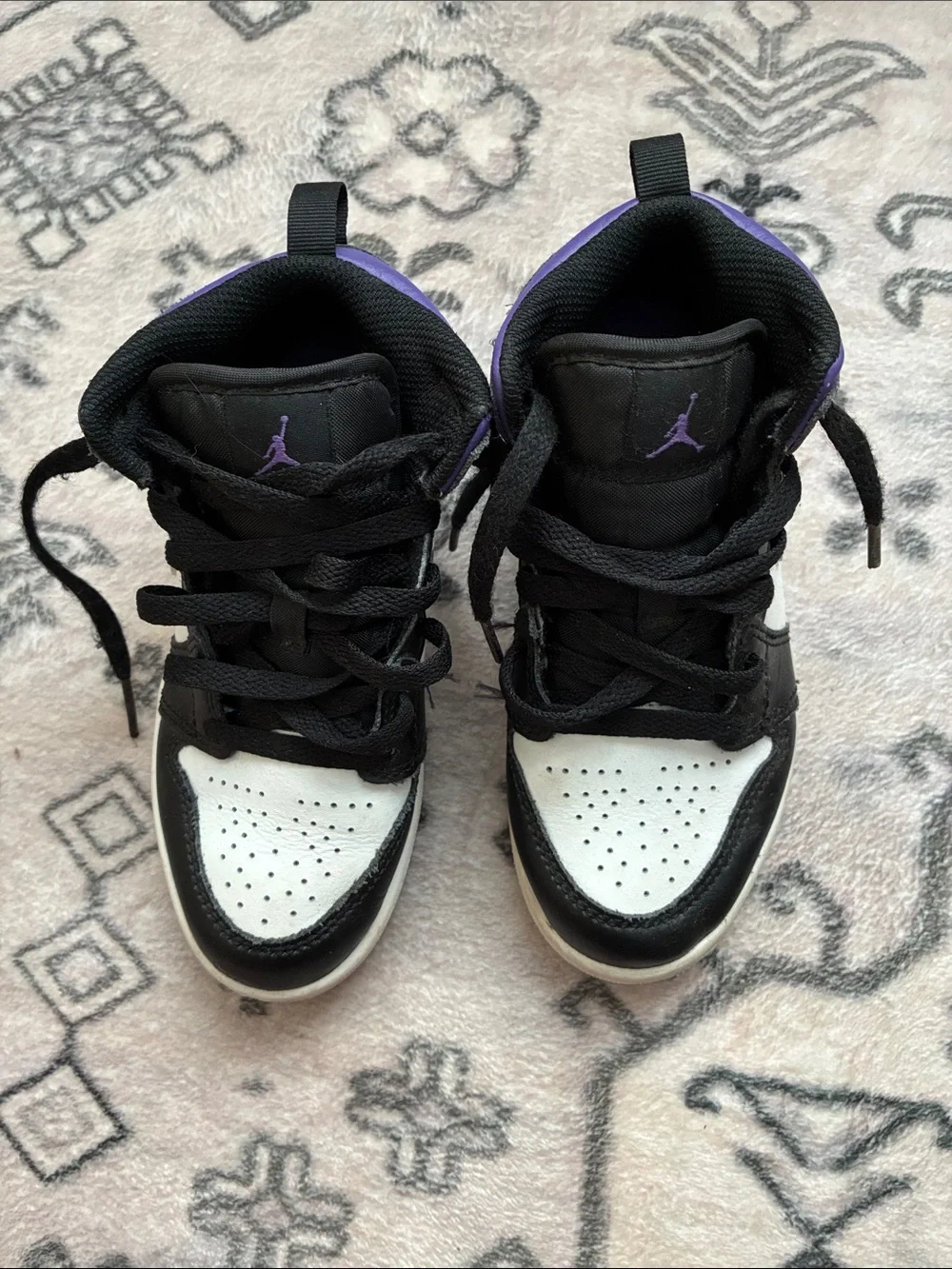 Nike Jordan Kids' Mid-Top Sneakers - White, Black & Purple